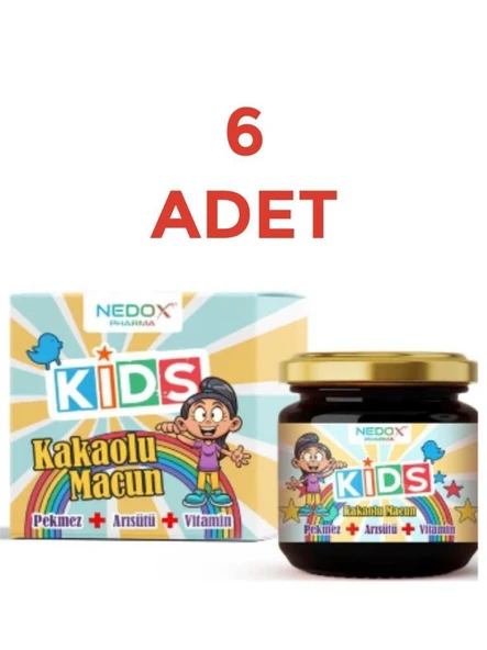 Nedox 6 Adet Kids Çocuklar Için Özel - Arı Sütü, Pekmez, Bal Ve Vitamin Katkılı Kakaolu Macun