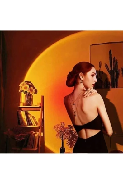 Kumandalı Gün Batımı Projektör Lamba Işık Masa Lamba Fotoğraf Çekimi Led Işık 16 Renk E86 - 2