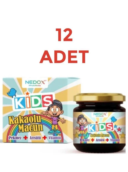 Nedox 12 Adet Kids Çocuklar Için Özel - Arı Sütü, Pekmez, Bal Ve Vitamin Katkılı Kakaolu Macun
