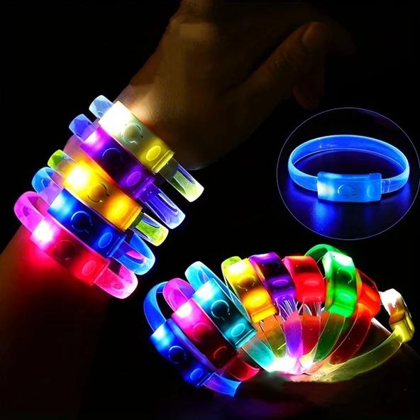 Festival  Parti Led Bileklik Baskı Yapılabilir 3 Farklı Mod Işıklı 1 Adet - 2