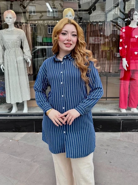 Çizgili tunik gömlek - 2