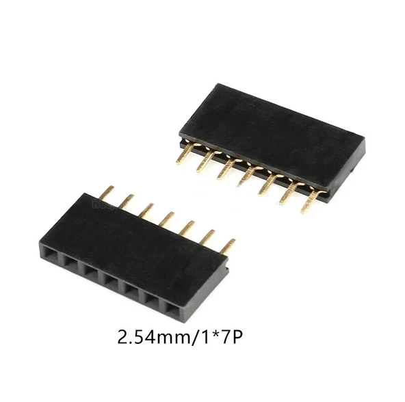 1x7 Pin Dişi Header Konnektör 2.54mm 180° 180C Ph:8.5mm - 440 Adet - Resim 7
