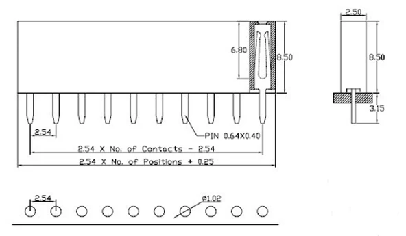 1x7 Pin Dişi Header Konnektör 2.54mm 180° 180C Ph:8.5mm - 440 Adet - Resim 5