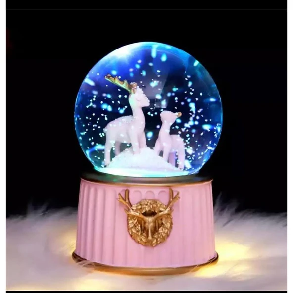 KENPAZAR Geyik Temalı Işıklı Müzikli Püskürtmeli Büyük Boy Kar Küresi ürün görseli
