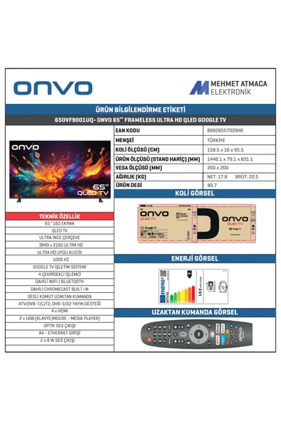 65OVF9001UQ  65'' 165 Ekran Uydu Alıcılı 4K Ultra HD Google Smart QLED TV - 4