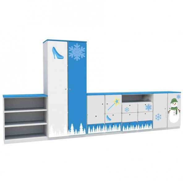 Kış Temalı Çocuk odası Anaokulu Kreş Dolap Seti