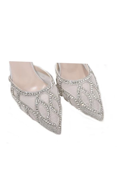 Pisagor Ps-33350 8,5 Cm Topuklu Kadın Taşlı Arkası Açık Stiletto Abiye Ayakkabı - 8