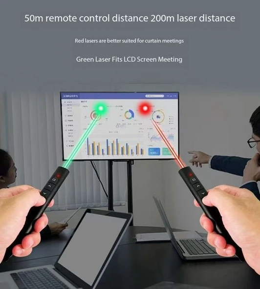 Akıllı Tahta/Telefon/Tablet Dokunmatik Kalem Lazer Presenter Kablosuz Sunum Kumandası-Fiber Uçlu-1 - 6