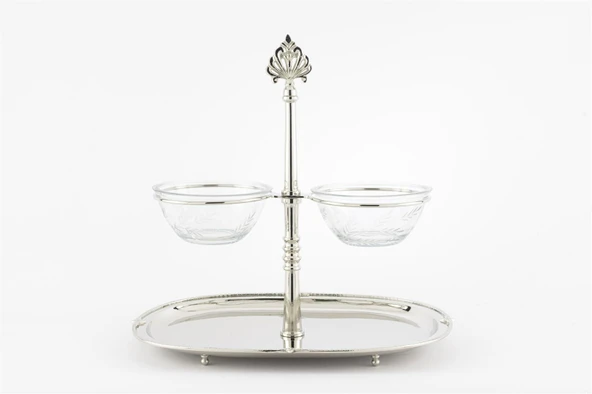 Mikasa Moor Gümüş 2li Cam Dip Soslu Oval Sunumluk 35x25x33cm