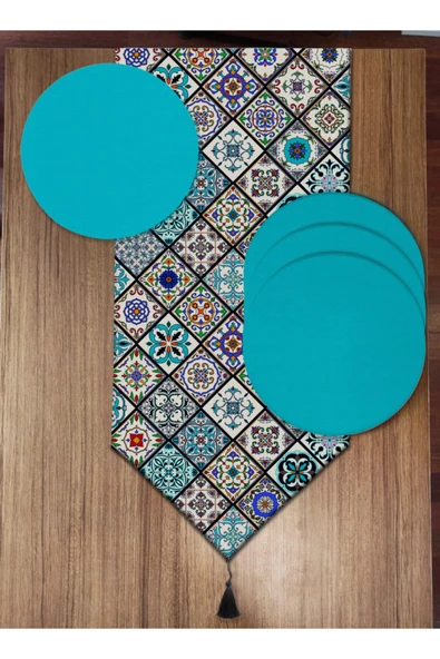 yok yok evim eve dair her şey Çini Desenli 6'lı Supla Ve Runner Set