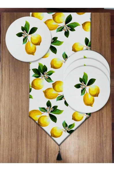yok yok evim eve dair her şey Limon Desenli 6'lı Supla Ve Runner Set