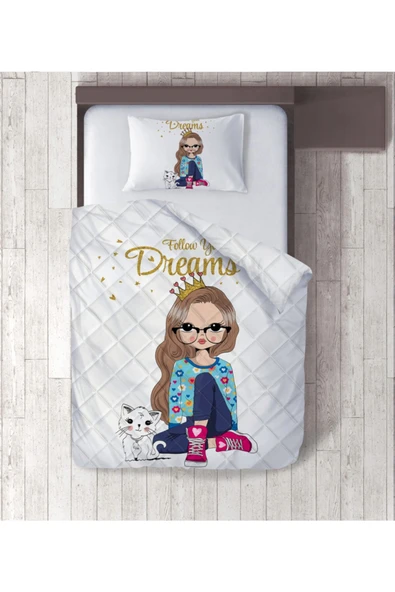 yok yok evim eve dair her şey Küçük Prenses Dijital Baskılı Tek Kişilik Yorgan Set