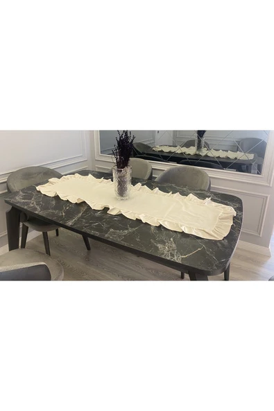 Pusula Home FIRFIRLI RUNNER Naturel Hand Made Pamuk keten efektli 40x140