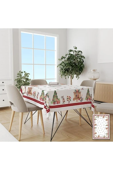 Pusula Home Yılbaşı Temalı Kolay Temizlenebilir Leke Tutmaz Dertsiz Masa Örtüsü ürün görseli
