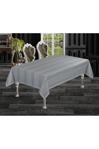 yok yok evim eve dair her şey Colber Yüksek Kalite Çizgili Desenli Keten Efektli Dertsiz Masa Örtüsü - Resim 3