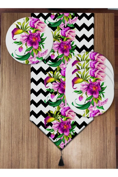 yok yok evim eve dair her şey Zikzak ve Çiçek Desenli 6'lı Supla ve Runner Set