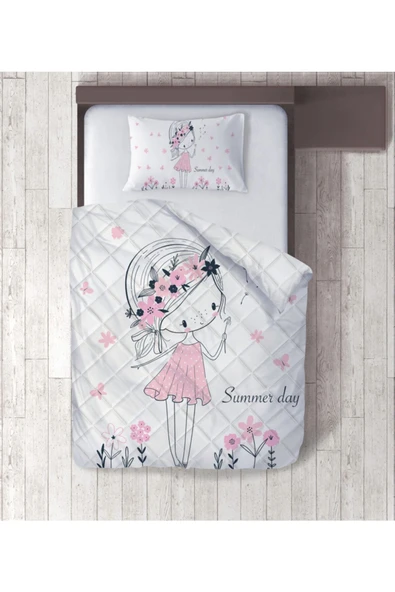 yok yok evim eve dair her şey Çiçek Taçlı Kız Dijital Baskılı Tek Kişilik Yorgan Set