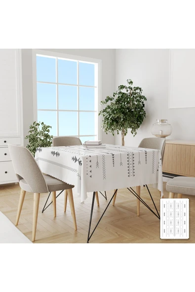 yok yok evim eve dair her şey Etnik Gri Desenli Masa Örtüsü - Resim 2