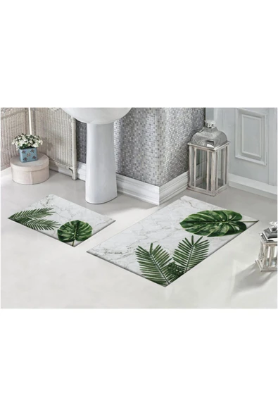 yok yok evim eve dair her şey Tropikal Yapraklar 3d Desenli Banyo Paspası