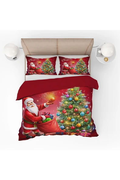 yok yok evim eve dair her şey Yılbaşı Temalı Noel Desenli Çift Kişilik  Nevresim Seti - 6