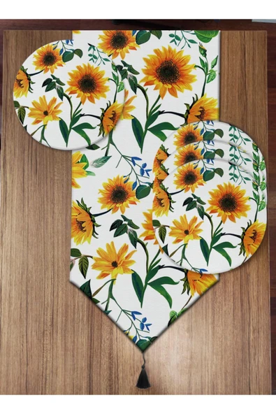 yok yok evim eve dair her şey Ayçiçekleri Desenli 6'lı Supla Ve Runner Set