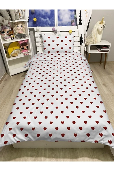 Pusula Home Tek Kişilik Kalpli Nevresim Seti - 3