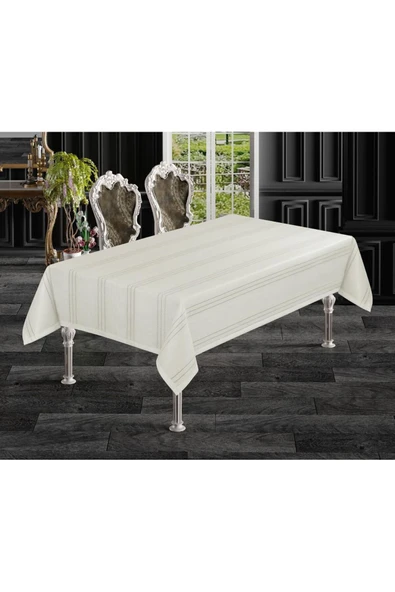 yok yok evim eve dair her şey Colber Yüksek Kalite Çizgili Desenli Keten Efektli Dertsiz Masa Örtüsü ürün görseli