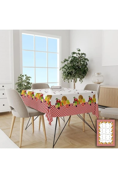 yok yok evim eve dair her şey Meyve Desenli Kolay Temizlenebilir Leke Tutmaz Dertsiz Masa Örtüsü ürün görseli