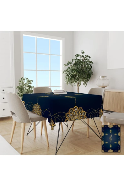 yok yok evim eve dair her şey Ramazan Temalı Özel Gold Detaylı Dertsiz Masa Örtüsü