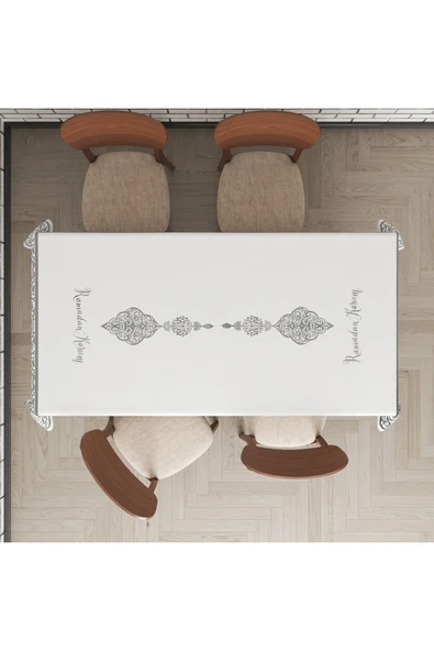 yok yok evim eve dair her şey Ramazan Detaylı Gümüş Dertsiz Masa Örtüsü - Resim 2