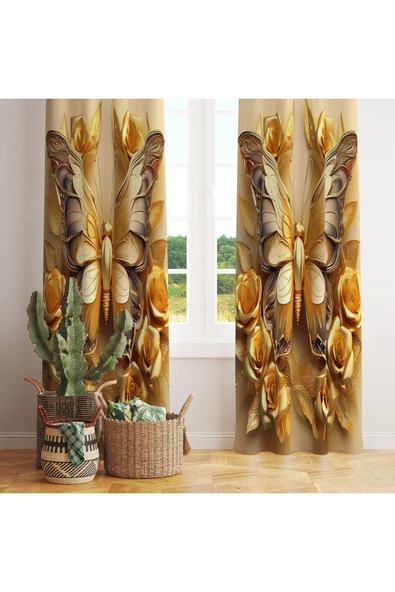 yok yok evim eve dair her şey Gold Kelebek Fon Perde