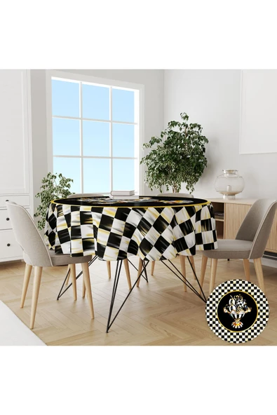 yok yok evim eve dair her şey YUVARLAK DESENLİÖZEL TASARIM KOLAY TEMİZLENEBİLİR DERTSİZ MASA ÖRTÜSÜ - 8