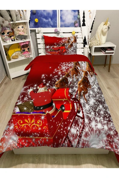 yok yok evim eve dair her şey Yılbaşı Temalı Noel Desenli Tek Kişilik Nevresim Seti - 3