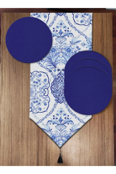 Pusula Home Vintage Damask 6'lı Supla Ve Runner Set