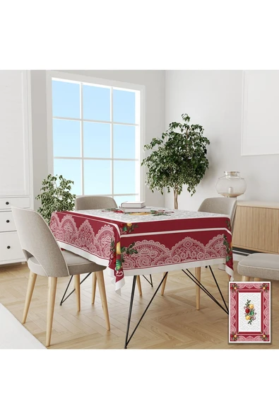 Pusula Home Yılbaşı Dantel Detaylı Masa Örtüsü ürün görseli
