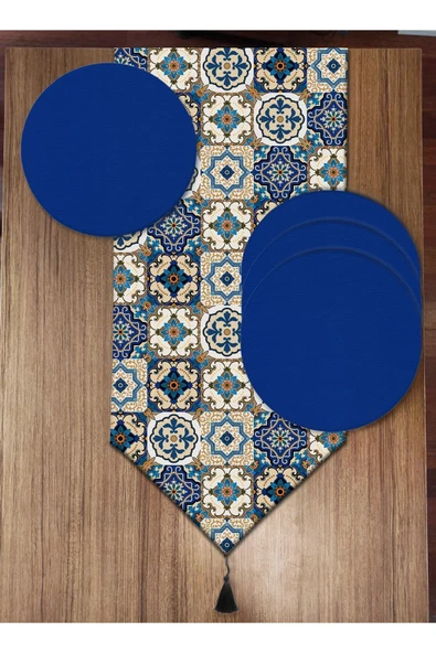 Pusula Home Otantik Çinili 6'lı Supla Ve Runner Set