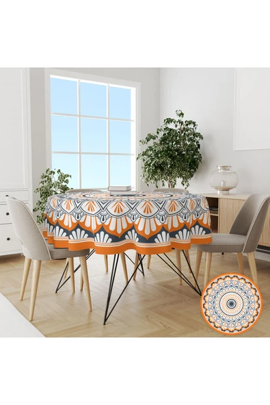 yok yok evim eve dair her şey YUVARLAK DESENLİÖZEL TASARIM KOLAY TEMİZLENEBİLİR DERTSİZ MASA ÖRTÜSÜ - 5