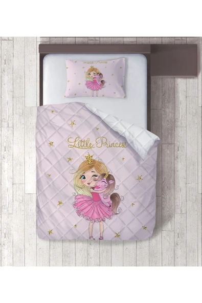 yok yok evim eve dair her şey Küçük Prenses Ve Unicorn Dijital Baskılı Tek Kişilik Yorgan Set