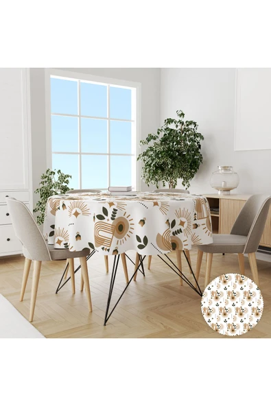 yok yok evim eve dair her şey YUVARLAK DESENLİÖZEL TASARIM KOLAY TEMİZLENEBİLİR DERTSİZ MASA ÖRTÜSÜ - 7