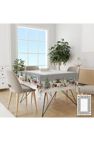 Pusula Home Yılbaşı Kış Temalı Masa Örtüsü