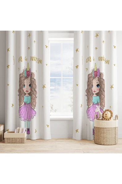 yok yok evim eve dair her şey Çocuk Odası Dekoratif LİTTLE PRENSES Desenli Fon Perde