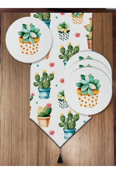 Pusula Home Sevimli Kkatüsler 6'lı Supla Ve Runner Set