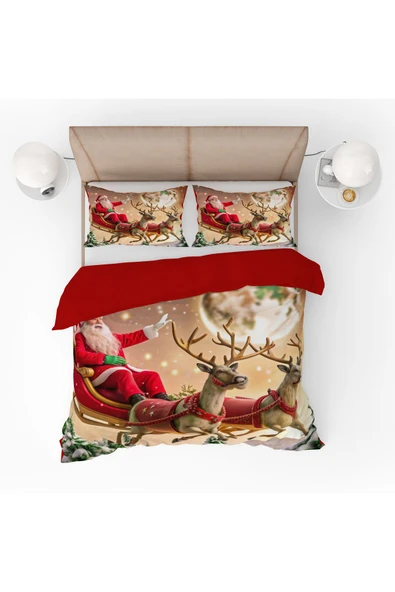 yok yok evim eve dair her şey Yılbaşı Temalı Noel Desenli Çift Kişilik  Nevresim Seti - 8