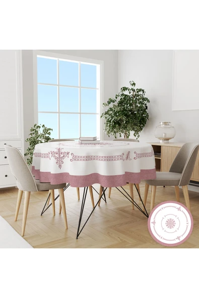 yok yok evim eve dair her şey PEMBE Nakış Efektli Lale Desenli Baskılı Dekoratif Dertsiz Masa Örtüsü - 2