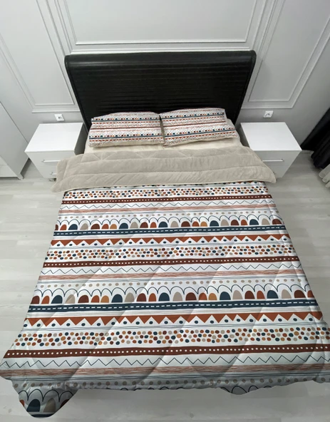 Pusula Home Welsoft Pofuduk Çift Taraflı ETNİK Desenli Çift Kişilik Yorgan Uyku Seti ürün görseli 1
