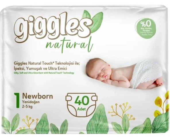 GİGGLES NATURAL IKIZ NEWBORN BEBEK BEZİ 40 LI ( 1 NO )