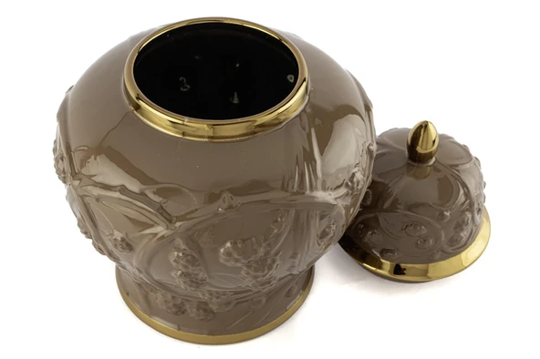 Mikasa Moor Kahve Kabartmalı Porselen Kapaklı Küp 24x31 - Resim 2