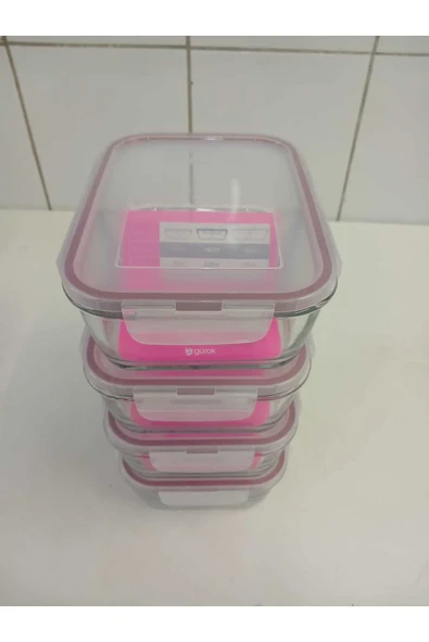 LAV Feyzade Fresco Iki Bölümlü Kilitli Cam Saklama Kabı 4’lü Set 1120cc Dikdörtgen (FRS-297)