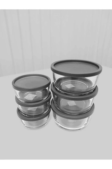 LAV FEYZADE Round Saklama Kabı (380 cc X 3 ADET)- (800 cc X 3 ADET) ANTRASİT KAPAKLI - Resim 2