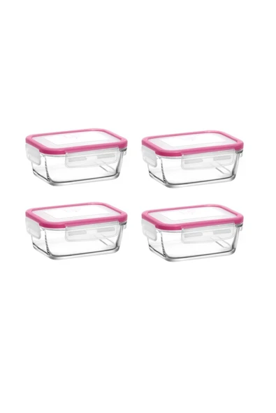 LAV Fresco Pembe Kapak 4'lü Saklama Kabı Kahvaltılık 400cc Frs-237 - Resim 3